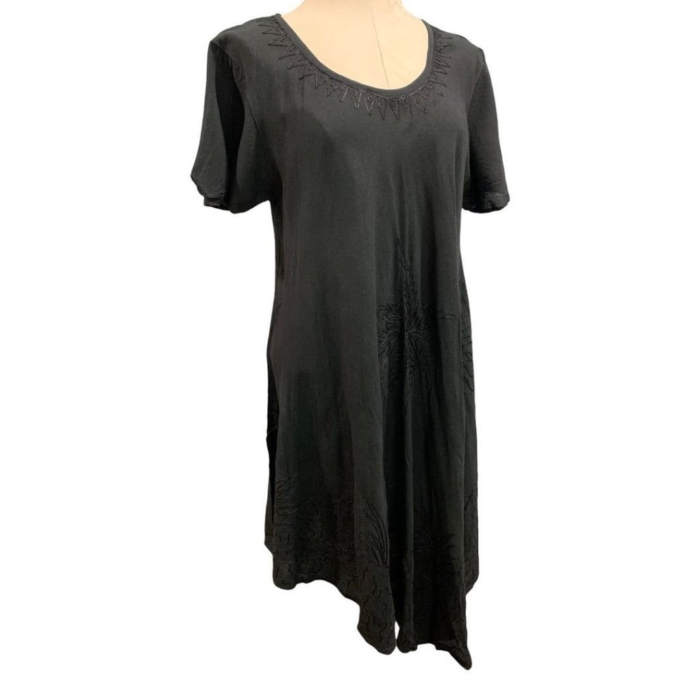 Free Size India Boutique Lightweight Black Pullover New Dress Slightly Sheer